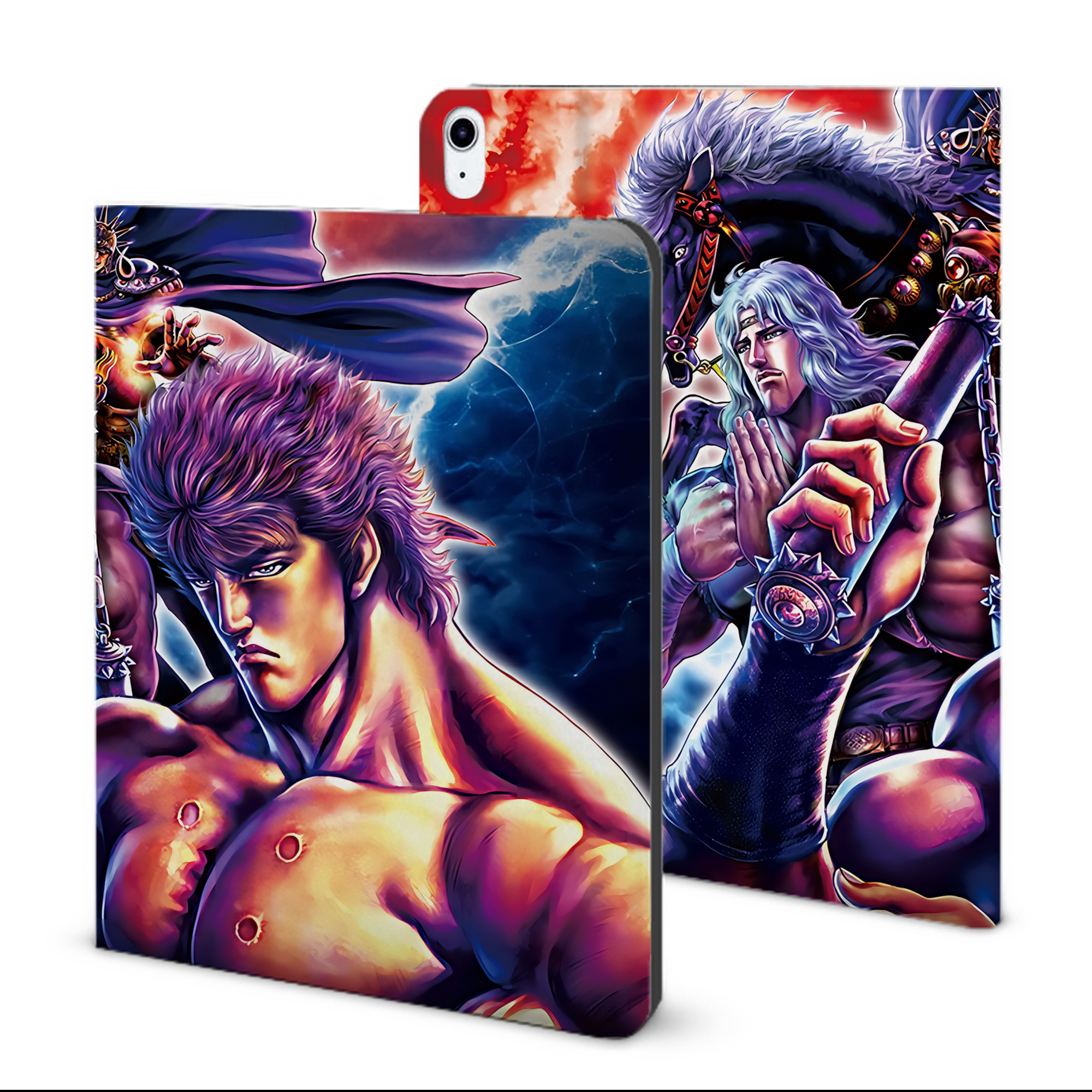 （画像用） 北斗の拳 Fist of the North Star IPad ケース ブック型 PUレザー TPU 耐衝撃 軽量 薄型 ペン収納なし 全面保護 IPad 各モデル対応
